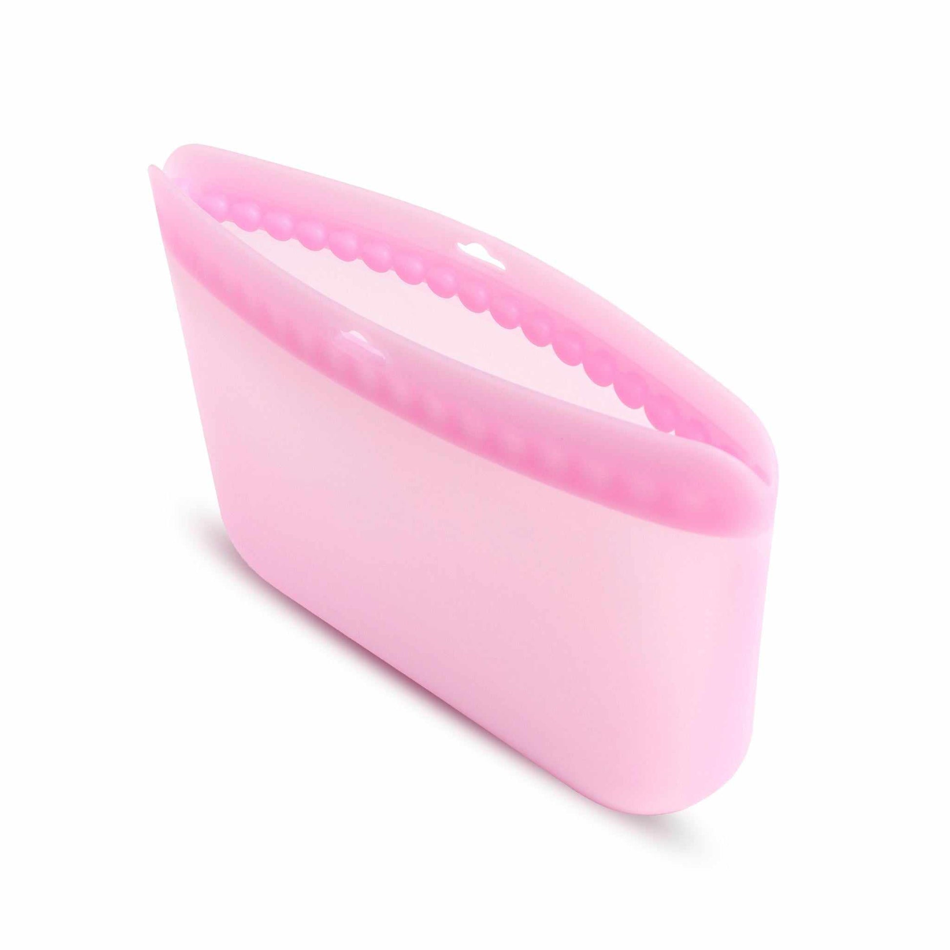 Bolsa de Silicona Reutilizable y Multiusos de 1 L color rosa. Vista desde arriba